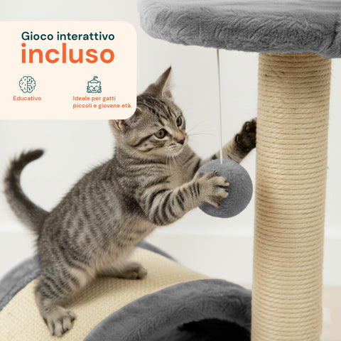 Tiragraffi per Gatti 50 cm con Arco in Sisal e Gioco Pendente