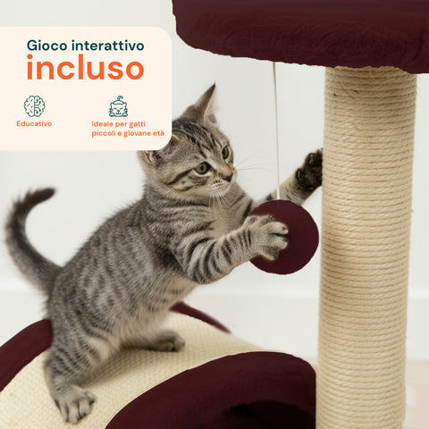 Tiragraffi per Gatti 50 cm con Arco in Sisal e Gioco Pendente
