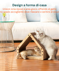 Tiragraffi per Gatti a Forma di Casa con Struttura in Legno