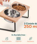 Set 2 Ciotole Acciaio Inox 250ml con Struttura Rialzata Antistress