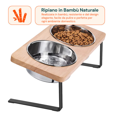 Set 2 Ciotole Acciaio Inox 250ml con Struttura Rialzata Antistress