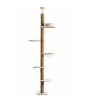 Albero Tiragraffi a Soffitto Regolabile 260-300 cm in Legno e Juta con Amaca a Cupola, Cuccia e Piattaforme