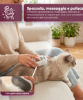 Spazzola a Vapore per Cani e Gatti Ricaricabile USB-C con Ugello Spray e Scomparto Acqua Misure 6x5x11cm