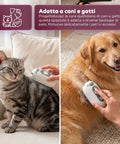 Spazzola a Vapore per Cani e Gatti Ricaricabile USB-C con Ugello Spray e Scomparto Acqua Misure 6x5x11cm
