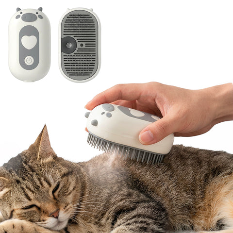 Spazzola a Vapore per Cani e Gatti Ricaricabile USB-C con Ugello Spray e Scomparto Acqua Misure 6x5x11cm