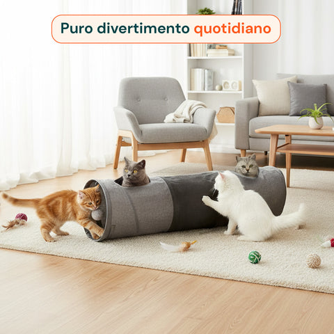 Tunnel per Gatti Spazioso con Palla da Gioco 30x130 cm Interattivo