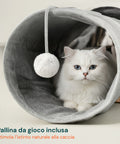 Tunnel per Gatti Spazioso con Palla da Gioco 30x130 cm Interattivo