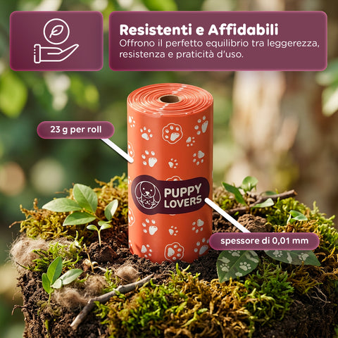 600 Sacchetti per Cani Biodegradabili per Bisogni – Formato Scorta 500+100 Omaggio – 40 Rotoli da 15 Sacchetti – Dimensioni 22x33cm Spessore 0,01 mm