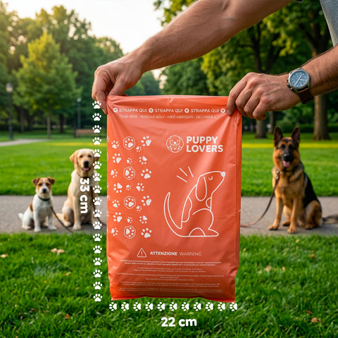 600 Sacchetti per Cani Biodegradabili per Bisogni – Formato Scorta 500+100 Omaggio – 40 Rotoli da 15 Sacchetti – Dimensioni 22x33cm Spessore 0,01 mm