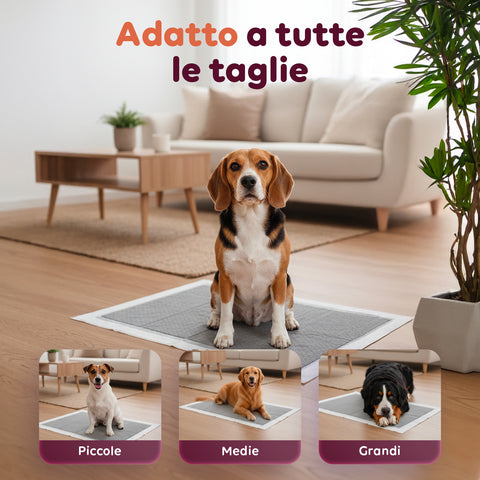 Tappetini Igienici Pannolini Traversine 60×90 cm al Carbone Attivo con Adesivi – Set Multi Formato