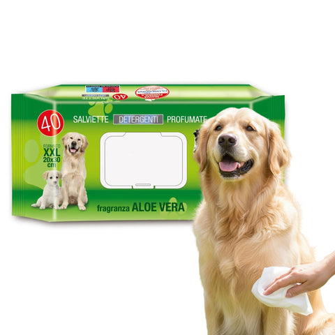 Lingettes Animaux 40 / 480 pces à l'Aloès – Nettoyantes et Désodorisantes pour Usage Quotidien