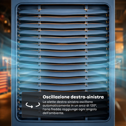 Raffrescatore Evaporativo Industriale Portatile 70 Litri 350W con Telecomando e Timer - Funzione Condizionatore Ventilatore 3 Velocità e Oscillazione