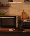 Forno Elettrico Ventilato 70L Multifunzione 2500W – Doppia Resistenza e Timer 90 Min