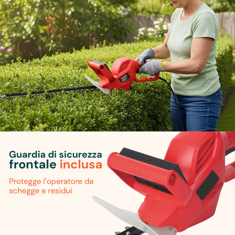 Tagliasiepi Elettrico 550W – Lame Doppia Azione da 51 cm e Coprilama Incluso