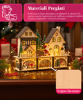 Casetta di Natale in Legno con 10 LED – Decorazione Natalizia con Personaggi