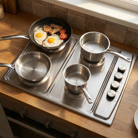 Piano Cottura 4 Fuochi A Gas In Acciaio Inox 50x58cm 220-240v