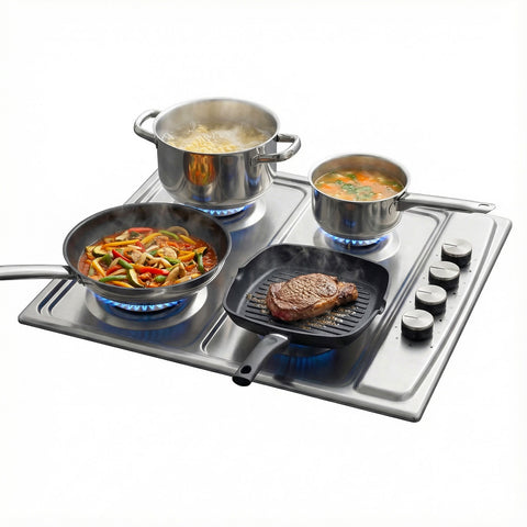 Table de cuisson 4 feux à gaz en acier inoxydable 50x58cm 220-240v