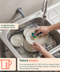 Lavello Multifunzione in Acciaio Inox con Fontana - Lavandino con Vasca, Gocciolatoio e Doppia Mensola - Reversibile Dx/Sx - 75x40x80 cm
