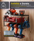 Scaffale Porta Attrezzi da Officina con Struttura Smontabile e Organizer Laterali