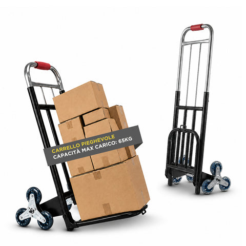 Carrello Pieghevole Multiuso con 6 Ruote Girevoli a 360° e 3 Corde