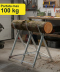 Cavalletto Taglialegna Pieghevole in Acciaio Robusto con Portata 100 kg