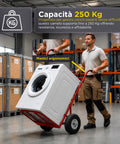 Carrello da Carico Professionale 250 kg in Acciaio - Nero con Ruote Pneumatiche Antiforo
