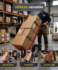 Carrello da Carico Professionale 250 kg in Acciaio - Nero con Ruote Pneumatiche Antiforo