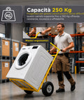 Carrello da Carico Professionale 250 kg in Acciaio - Nero con Ruote Pneumatiche Antiforo