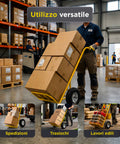Carrello da Carico Professionale 250 kg in Acciaio - Nero con Ruote Pneumatiche Antiforo