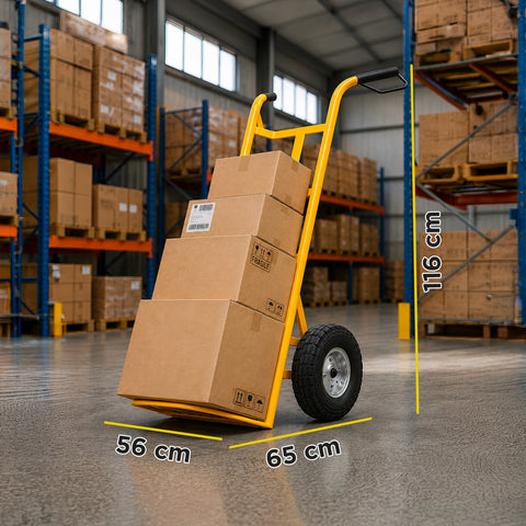 Carrello da Carico Professionale 250 kg in Acciaio - Nero con Ruote Pneumatiche Antiforo