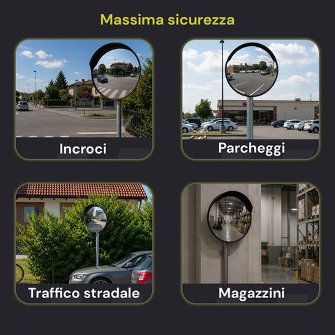 Specchio Parabolico di Sicurezza Ø60 cm con Staffe di Fissaggio