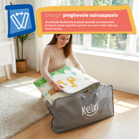 Tappetino da Gioco per Bambini Pieghevole 180x150 cm in XPE - Morbido e Impermeabile con Borsa Inclusa