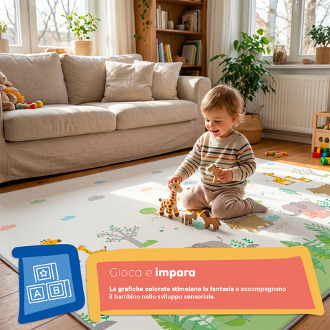 Tappetino da Gioco per Bambini Pieghevole 180x150 cm in XPE - Morbido e Impermeabile con Borsa Inclusa