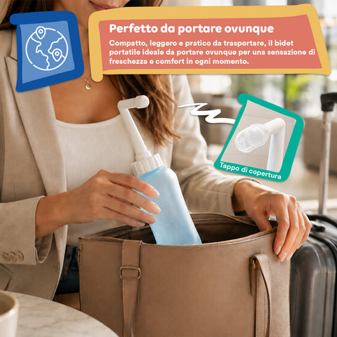 Bidet Portatile Post Partum in EVA, 450ml con Ugello Angolato a 60° e Retrattile