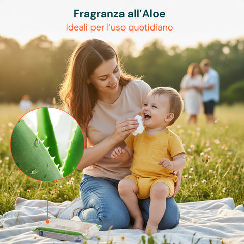 Lingettes Bébé 72 / 864 pcs – Douces en nid d'abeille Parfum Lait d'Avoine et Riz, Aloé ou Crème au Talc