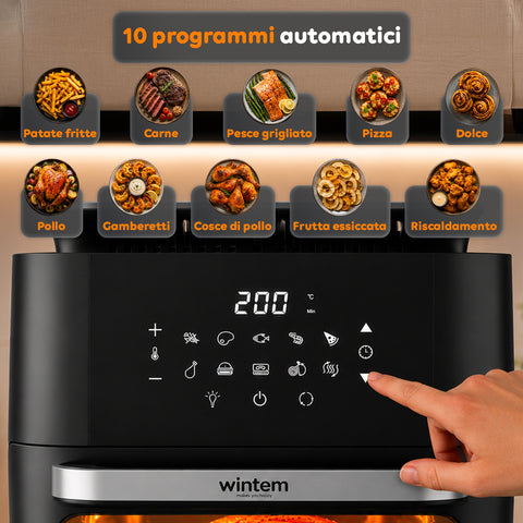 Friggitrice Aria 12L con Display LED Touch Timer 60 Min e Ricette Preimpostate