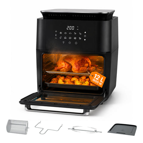 Friteuse à Air 12L avec Écran LED Tactile Minuteur 60 Min et Recettes Prédéfinies