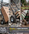 Carrello da Carico Professionale 250 kg in Acciaio - Nero con Ruote Pneumatiche Antiforo