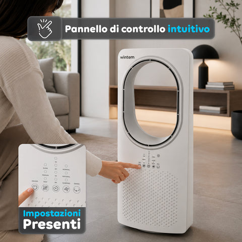 Ventilatore Senza Pale 50W Compatto con Telecomando e Spegnimento Automatico