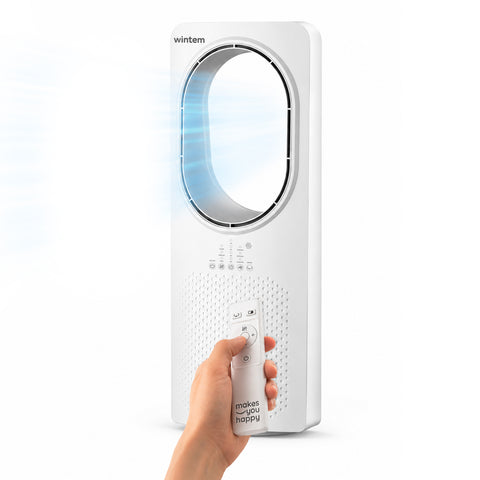 Ventilatore Senza Pale 50W Compatto con Telecomando e Spegnimento Automatico