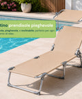 Lettino prendisole Oxford aperto con schienale reclinabile per spiaggia e piscina
