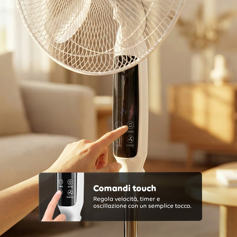 Ventilatore 40W a Piantana 40 cm con Telecomando e Altezza Regolabile fino a 135 cm – 6 Velocità