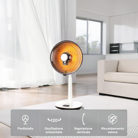 Stufa A Parabola Con Telecomando E Timer 450/900w 36cm