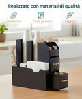 Organizer Porta Capsule Porta Cialde 9 Scomparti e 2 Cassetti Multiuso Nero