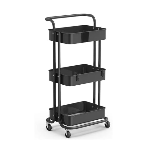 Carrello Salvaspazio Multiuso con 4 Ruote Piroettanti e 3 Ripiani 40x30x8cm