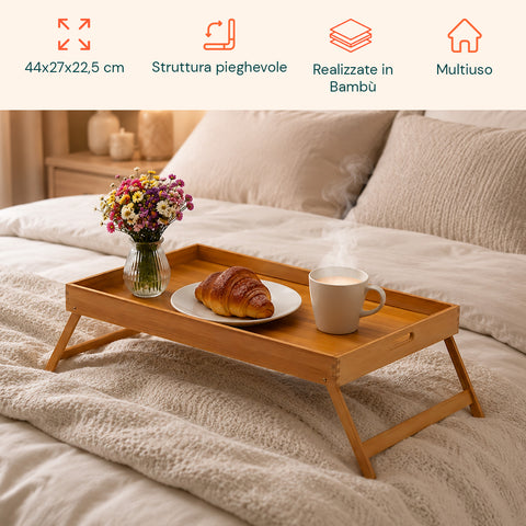 Vassoio da Letto per Colazione Richiudibile Eco in Bambù