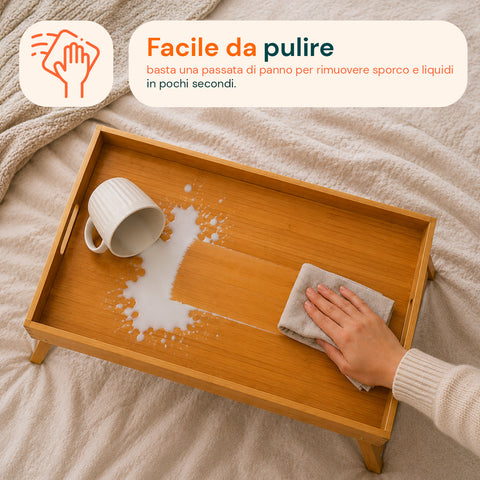 Vassoio da Letto per Colazione Richiudibile Eco in Bambù