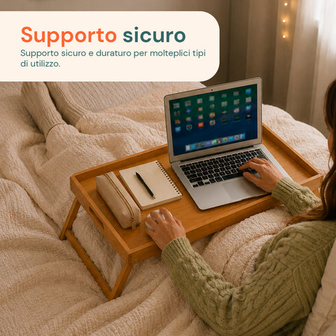 Vassoio da Letto per Colazione Richiudibile Eco in Bambù
