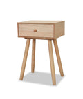 Tavolino da Letto in Bambù 47x40x30 cm con Cassetto e Stile Retrò