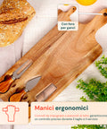 Set 3 Utensili per Degustazione Formaggi con Tagliere in Legno d'Acacia
